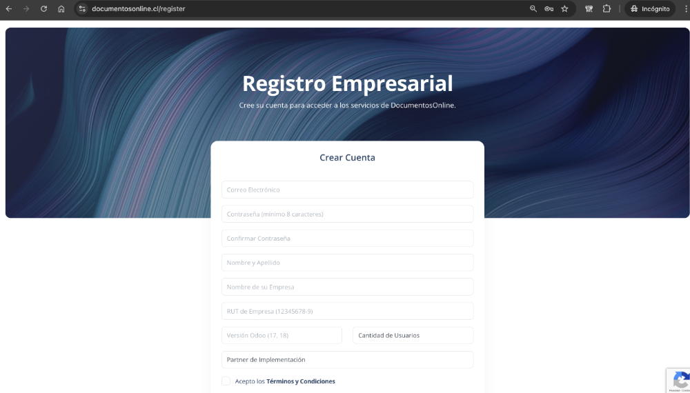 Captura de Pantalla Pantalla de Registro
